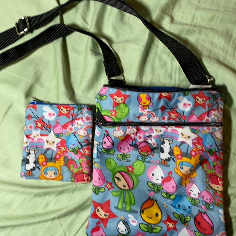 Tokidoki cross body purse and matching coin purse